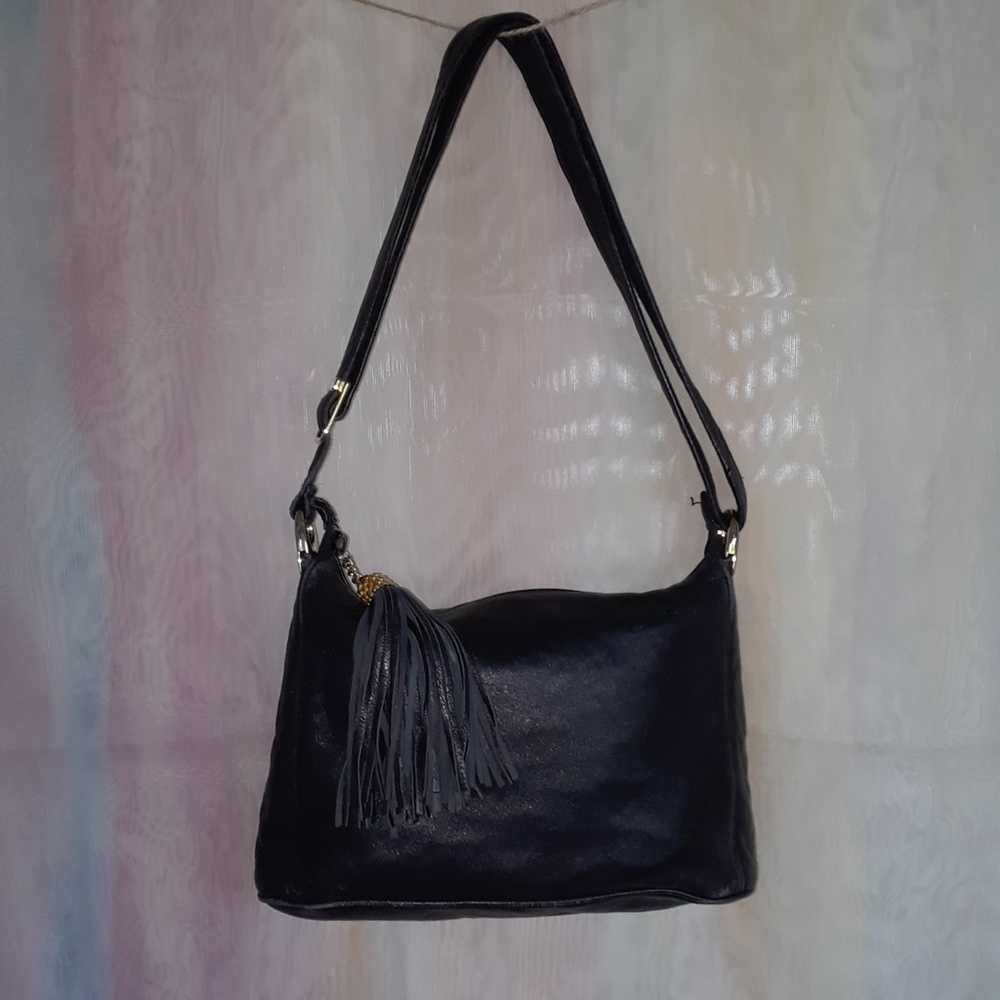 Vintage Ganson Black Convertible Bag with Tassel